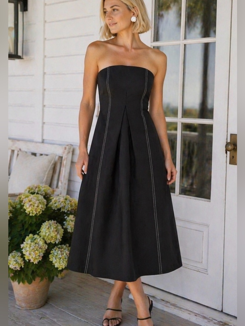 NWT Mon Renn Winslow Midi Dress NWT Black Strapless SZ 10 Summer Wedding guest